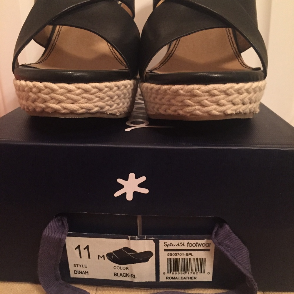 Splendid Dinah Platform Wedge Sandal Black Woven